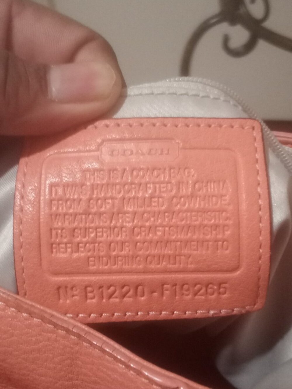 Coach Penelope Bag (F19265) Coral Pink Large Leather Pebbled Crossbody Turnlock - Picture 7 of 12
